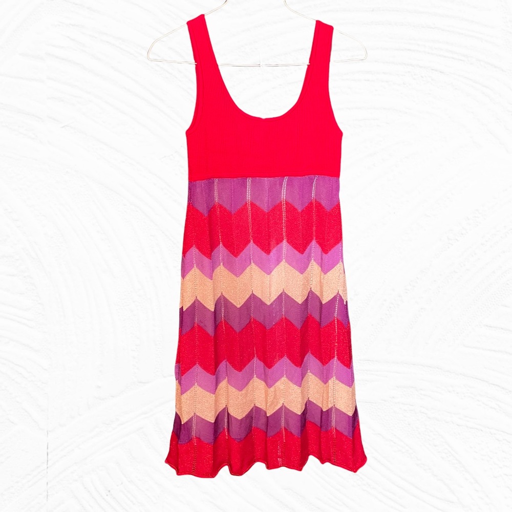 bebe mini red, purple, and cream Knit Mini dress